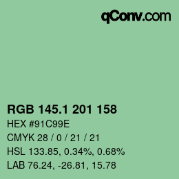 カラーコード: RGB 145.1 201 158 | qconv.com