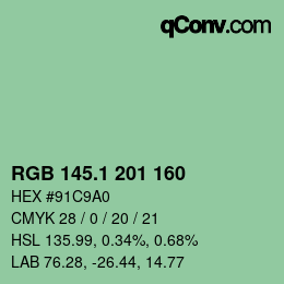 カラーコード: RGB 145.1 201 160 | qconv.com