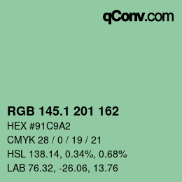 カラーコード: RGB 145.1 201 162 | qconv.com