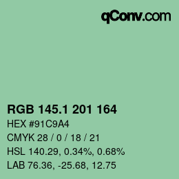 カラーコード: RGB 145.1 201 164 | qconv.com