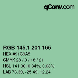 カラーコード: RGB 145.1 201 165 | qconv.com