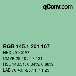 カラーコード: RGB 145.1 201 167 | qconv.com