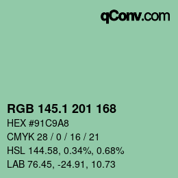 Color code: RGB 145.1 201 168 | qconv.com