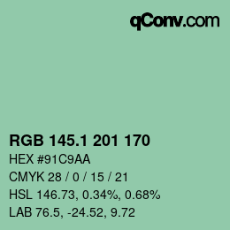 カラーコード: RGB 145.1 201 170 | qconv.com