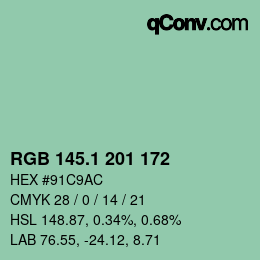 カラーコード: RGB 145.1 201 172 | qconv.com