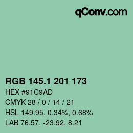 Farbcode: RGB 145.1 201 173 | qconv.com