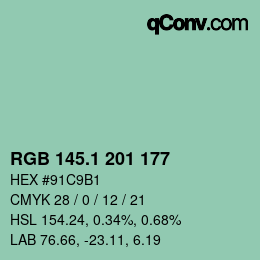 Color code: RGB 145.1 201 177 | qconv.com