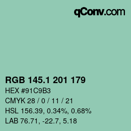 カラーコード: RGB 145.1 201 179 | qconv.com
