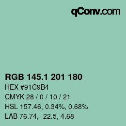 カラーコード: RGB 145.1 201 180 | qconv.com