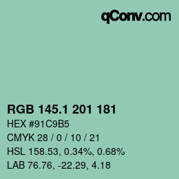 カラーコード: RGB 145.1 201 181 | qconv.com