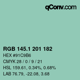 Color code: RGB 145.1 201 182 | qconv.com