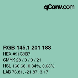 カラーコード: RGB 145.1 201 183 | qconv.com