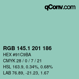 Color code: RGB 145.1 201 186 | qconv.com