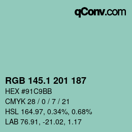 Color code: RGB 145.1 201 187 | qconv.com
