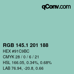 Color code: RGB 145.1 201 188 | qconv.com