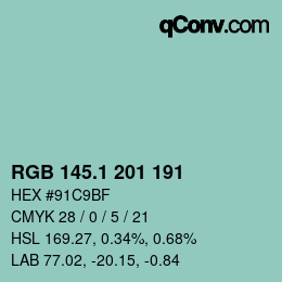 Color code: RGB 145.1 201 191 | qconv.com