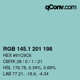 Color code: RGB 145.1 201 198 | qconv.com