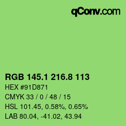 カラーコード: RGB 145.1 216.8 113 | qconv.com