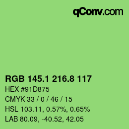 カラーコード: RGB 145.1 216.8 117 | qconv.com