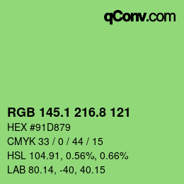 カラーコード: RGB 145.1 216.8 121 | qconv.com