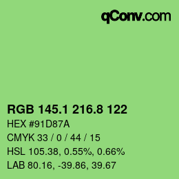 カラーコード: RGB 145.1 216.8 122 | qconv.com