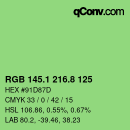 カラーコード: RGB 145.1 216.8 125 | qconv.com