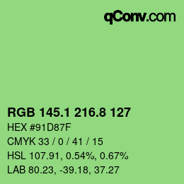 カラーコード: RGB 145.1 216.8 127 | qconv.com