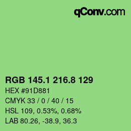 カラーコード: RGB 145.1 216.8 129 | qconv.com