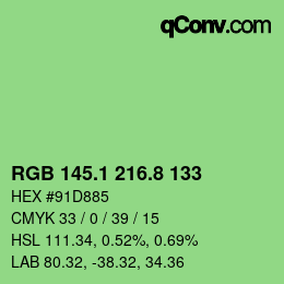 カラーコード: RGB 145.1 216.8 133 | qconv.com