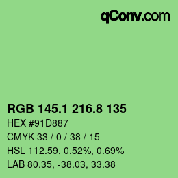 カラーコード: RGB 145.1 216.8 135 | qconv.com