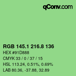 カラーコード: RGB 145.1 216.8 136 | qconv.com