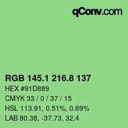 カラーコード: RGB 145.1 216.8 137 | qconv.com