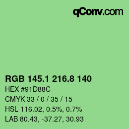 カラーコード: RGB 145.1 216.8 140 | qconv.com