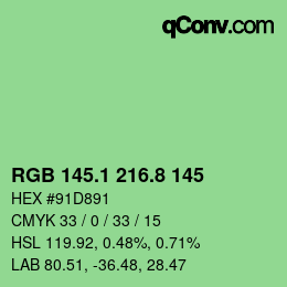 カラーコード: RGB 145.1 216.8 145 | qconv.com