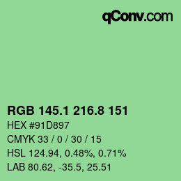 カラーコード: RGB 145.1 216.8 151 | qconv.com