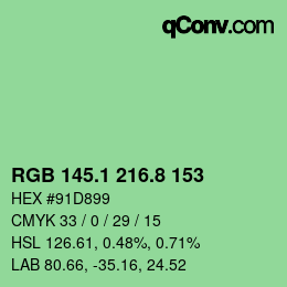 カラーコード: RGB 145.1 216.8 153 | qconv.com