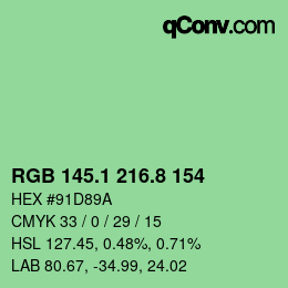 カラーコード: RGB 145.1 216.8 154 | qconv.com