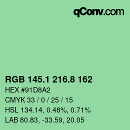 カラーコード: RGB 145.1 216.8 162 | qconv.com