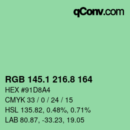 カラーコード: RGB 145.1 216.8 164 | qconv.com
