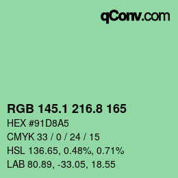 カラーコード: RGB 145.1 216.8 165 | qconv.com