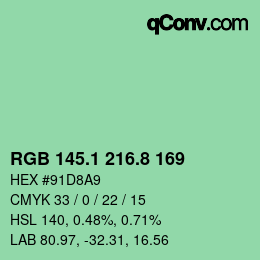 カラーコード: RGB 145.1 216.8 169 | qconv.com