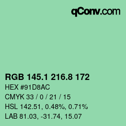 Color code: RGB 145.1 216.8 172 | qconv.com