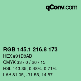 カラーコード: RGB 145.1 216.8 173 | qconv.com