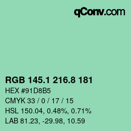 カラーコード: RGB 145.1 216.8 181 | qconv.com