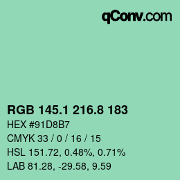 カラーコード: RGB 145.1 216.8 183 | qconv.com