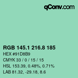 カラーコード: RGB 145.1 216.8 185 | qconv.com