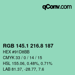 Color code: RGB 145.1 216.8 187 | qconv.com