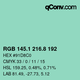 Color code: RGB 145.1 216.8 192 | qconv.com