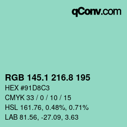 カラーコード: RGB 145.1 216.8 195 | qconv.com
