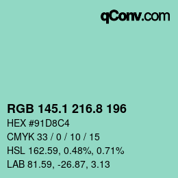 Color code: RGB 145.1 216.8 196 | qconv.com